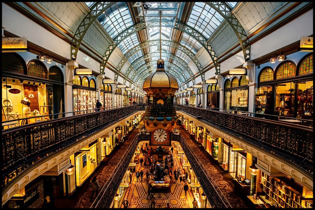 The grand interior of the Queen Victoria Building in Sydney